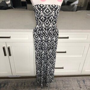 Artizan Robin Signature Pull On Abstract Print Maxi Dress Blk White Sz S NWOT